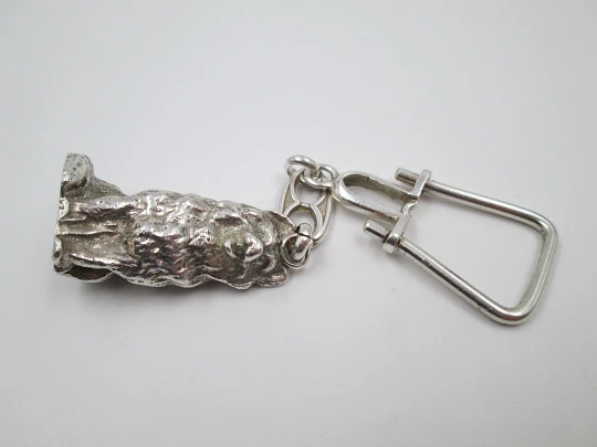 Men's keychain. Sterling silver. Dog motif. Circa: 1980's