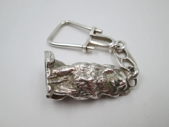 Men's keychain. Sterling silver. Dog motif. Circa: 1980's