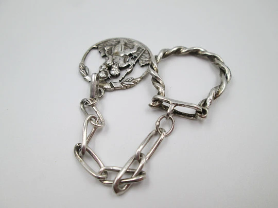 Men's keychain. Sterling silver. Saint Christopher with the child. 1950's