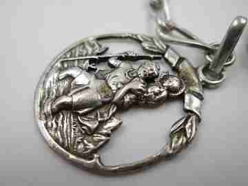 Men's keychain. Sterling silver. Saint Christopher with the child. 1950's