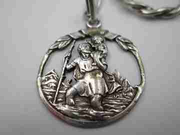 Men's keychain. Sterling silver. Saint Christopher with the child. 1950's