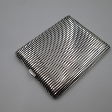 mens cigarette case Rectangular Cigarette Case Sterling Silver Sapphires Clasp