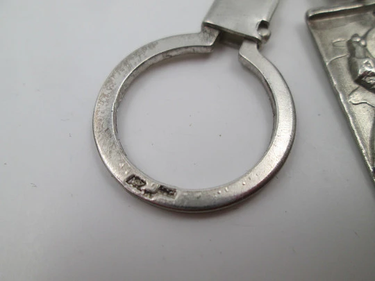 Men's rectangular keychain. 925 sterling silver. Saint Christopher with the child. 1960's
