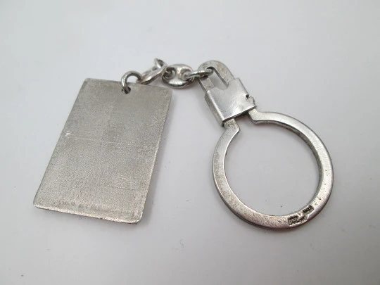 Men's rectangular keychain. 925 sterling silver. Saint Christopher with the child. 1960's