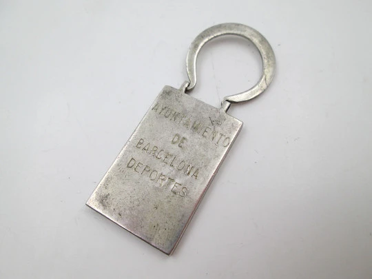 Men's rectangular keychain. Sterling silver. Barcelona City Council (Sports). 1980's