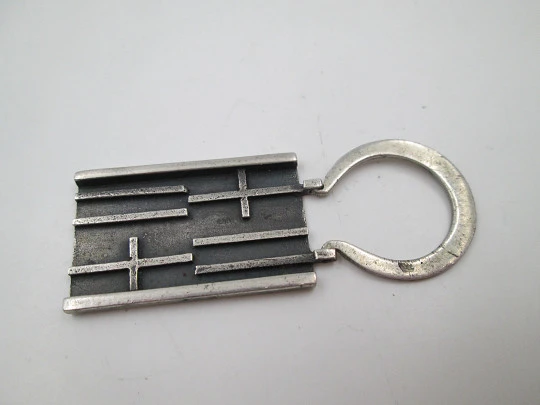 Men's rectangular keychain. Sterling silver. Barcelona City Council (Sports). 1980's