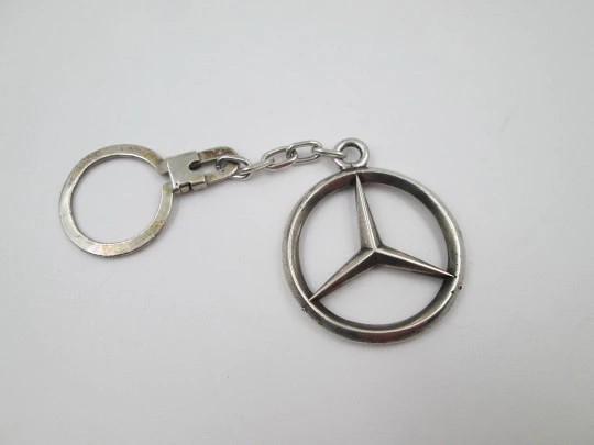 Mercedes-Benz star emblem keychain. Sterling silver. Chain and hook. 1970's