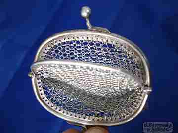 Mesh 800 silver purse. Curve frame. 1920. Double. Balls