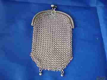 Mesh 800 silver purse. Curve frame. 1920. Double. Balls