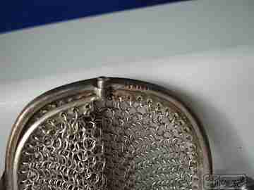 Mesh 800 silver purse. Curve frame. 1920. Double. Balls