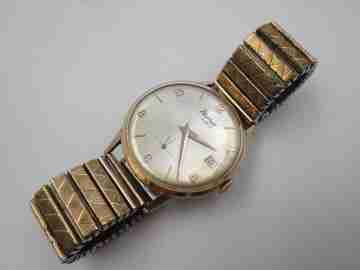 Micro. Stainless steel & 10 microns gold plated. Manual wind. Sub second. 1950's
