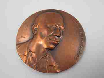 'Miguel Hernández Gilabert' FNMT copper medal. High relief work. 1985. Spain