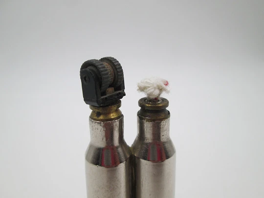 Military pocket petrol wick bullet lighter. Chromed plated. Trench art. Europe. 1960's