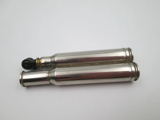 Military pocket petrol wick bullet lighter. Chromed plated. Trench art. Europe. 1960's