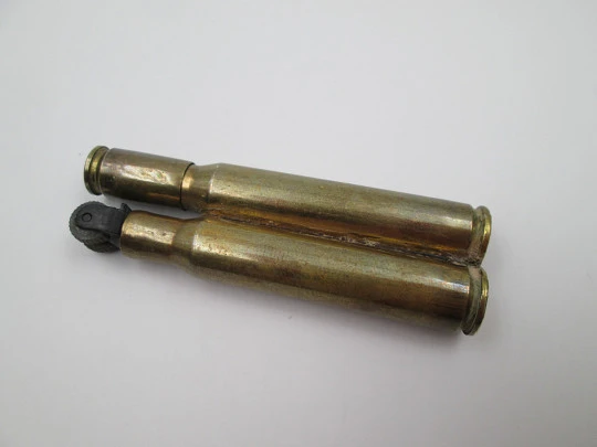 Military pocket petrol wick bullet lighter. Gold plated metal. Trench art. Europe. 1950's