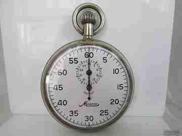 Minerva. Golden / white metal. Stopwatch. Stem-wind. 1940's