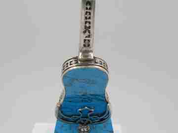 Miniature guitar with stand. 925 sterling silver & marble resin. 1980's