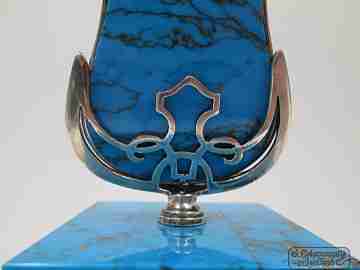 Miniature guitar with stand. 925 sterling silver & marble resin. 1980's