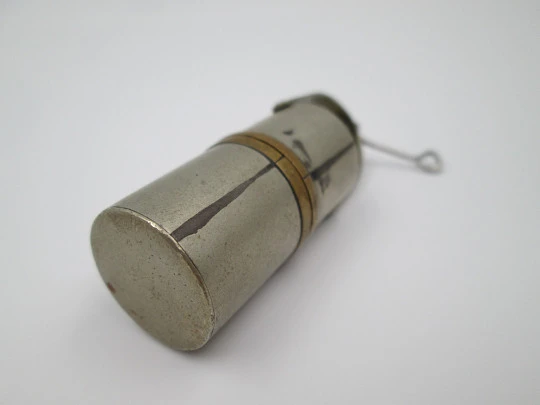 Mining lamp pocket lighter. Golden & silver metal. Petrol. 1970's