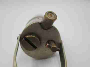 Mining lamp pocket lighter. Golden & silver metal. Petrol. 1970's