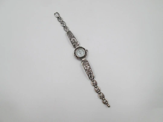 Minister women's watch. Sterling silver & marcasite. Nacre dial. Openwork bracelet Minister women's watch. Sterling silver & marcasite. Nacre dial. Openwork bracelet