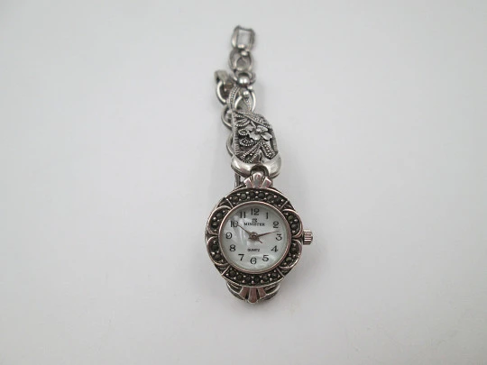 Minister women's watch. Sterling silver & marcasite. Nacre dial. Openwork bracelet Minister women's watch. Sterling silver & marcasite. Nacre dial. Openwork bracelet
