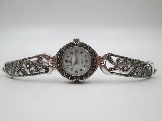 Minister women's watch. Sterling silver & marcasite. Nacre dial. Openwork bracelet Minister women's watch. Sterling silver & marcasite. Nacre dial. Openwork bracelet