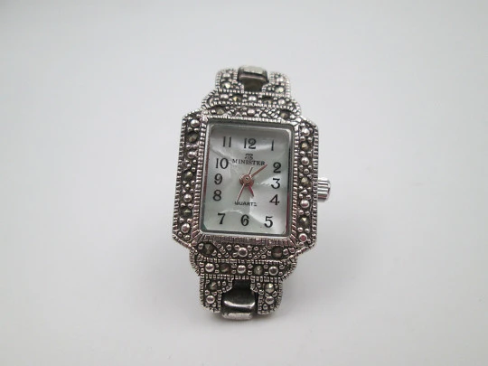 Minister women's watch. Sterling silver, Mother-of-pearl & marquesitas. Quartz Minister women's watch. Sterling silver, Mother-of-pearl & marquesitas. Quartz