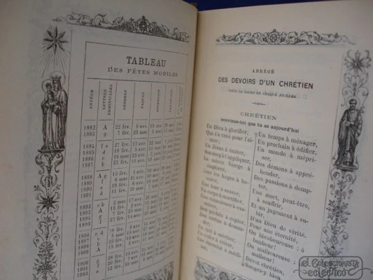 Misal romano. Tapas piel. Cierres metal. Francia. 1867. Grabados