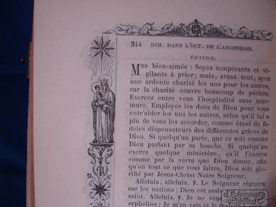 Misal romano. Tapas piel. Cierres metal. Francia. 1867. Grabados