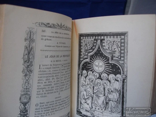 Misal romano. Tapas piel. Cierres metal. Francia. 1867. Grabados