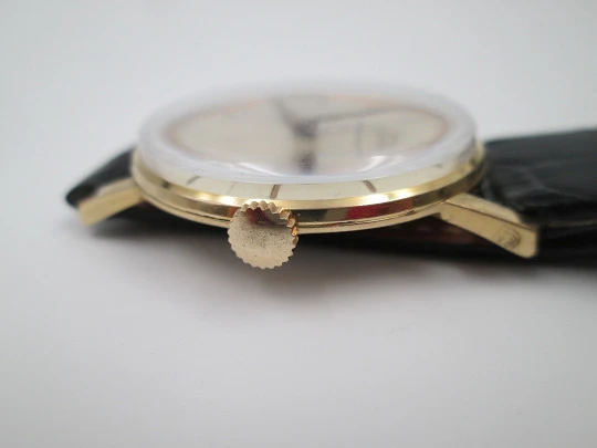 Moeris. Manual wind. 1960's. Steel & gold plated. Swiss. Leather strap