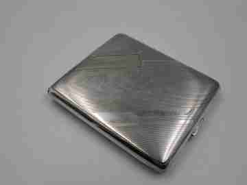Moka cigarette case. Sterling silver & gold plated. Lines motifs. Russia, 1910's