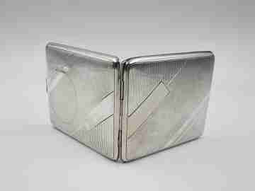 Moka cigarette case. Sterling silver & gold plated. Lines motifs. Russia, 1910's
