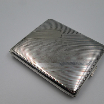 Moka Cigarette Case Sterling Silver Gold Plated 1910s