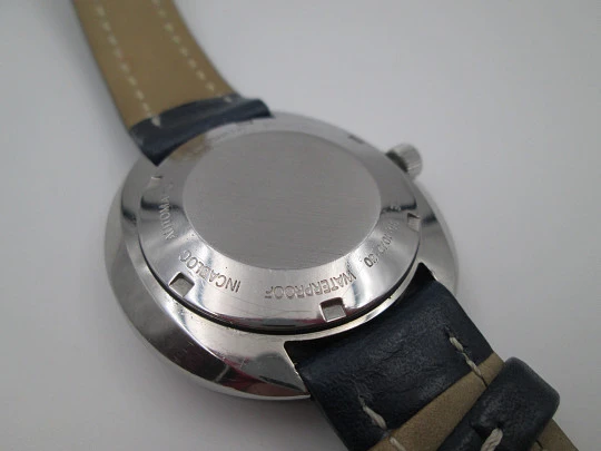 Mondia Kandahar. Steel. Automatic. Bitone dial. Calendar. Strap. 1970's