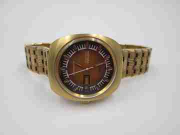 Mondia Moonlander. Gold plated & stainless steel. Automatic. 1960's. Bracelet