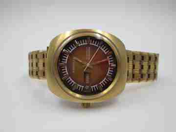 Mondia Moonlander. Gold plated & stainless steel. Automatic. 1960's. Bracelet
