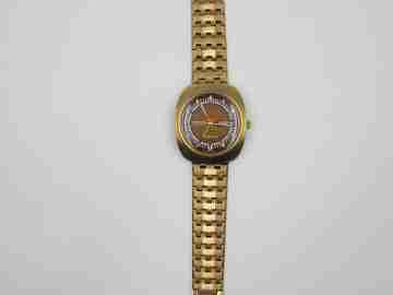 Mondia Moonlander. Gold plated & stainless steel. Automatic. 1960's. Bracelet