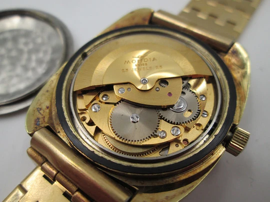 Mondia Moonlander. Gold plated & stainless steel. Automatic. 1960's. Bracelet