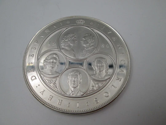 Moneda 10.000 pesetas V Centenario. Juan Carlos I Rey de España. Plata de ley. 1989