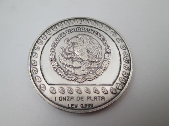 Moneda de 100 pesos Estados Unidos Mexicanos. Guerrero Águila. Onza plata pura