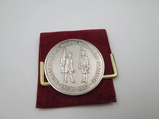 Moneda plata ley. Homenaje Regimiento Toledo. Grupo Filatélico. Diputación Zamora