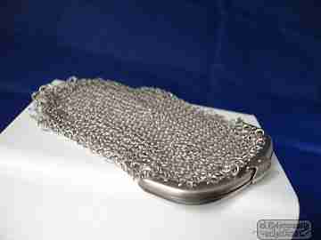 Monedero malla. Plata ley 800. Doble. 1900. Cierre pestaña. Francia