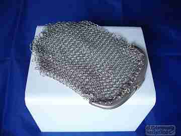 Monedero malla. Plata ley 800. Doble. 1900. Cierre pestaña. Francia