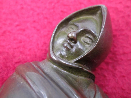 Monk sculpture. Lost wax bronze. 1930's. Europe