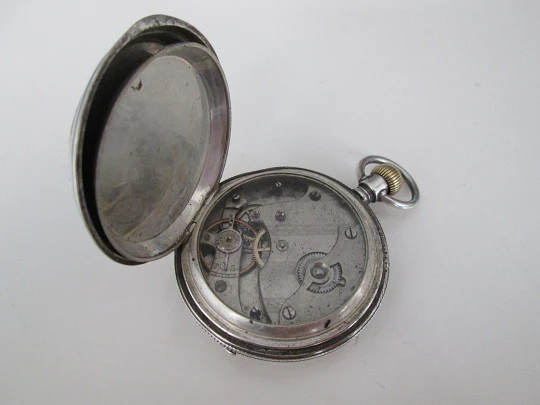 Monnard. Silver plated. Hunter-case. Stem-wind. 1900. Ornate lids