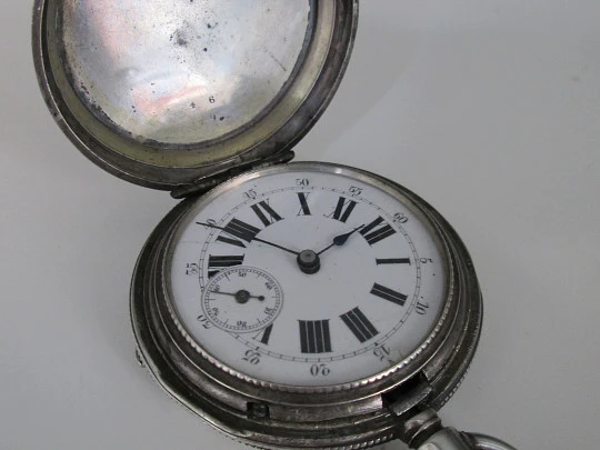 Monnard. Silver plated. Hunter-case. Stem-wind. 1900. Ornate lids