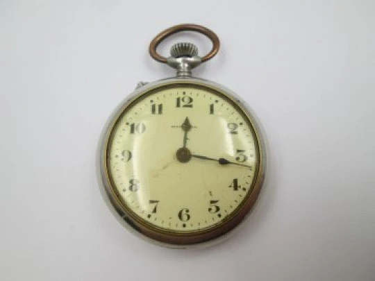 Monreal pocket watch. Silver plated metal. Stem-wind. 1910's. Open face