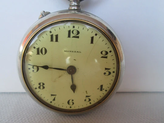 Monreal pocket watch. Silver plated metal. Stem-wind. 1910's. Open face